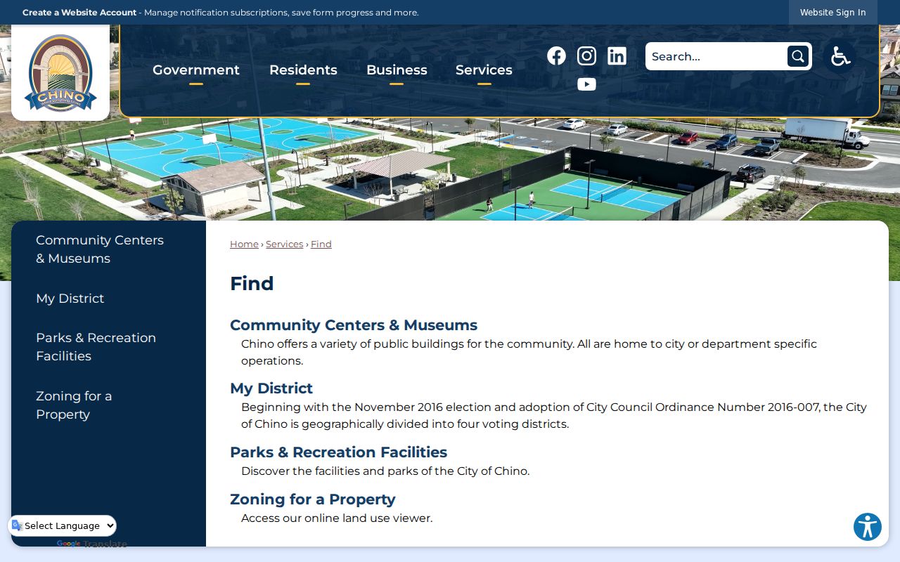 Chino people directories source for Community Development permit and planning records