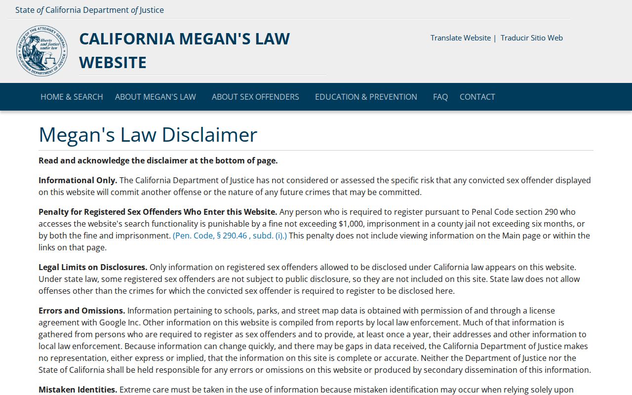 Chino public records California Megan's Law registry