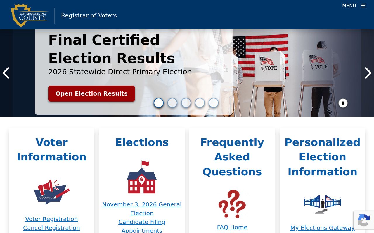 Chino voter registration records source from San Bernardino County Registrar of Voters
